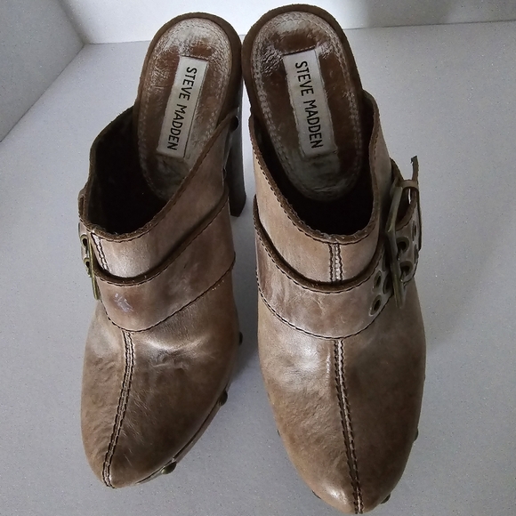 Steve Madden Dakkota Leather Platform Side Buckle Clogs Size 9.5 - Picture 6 of 10